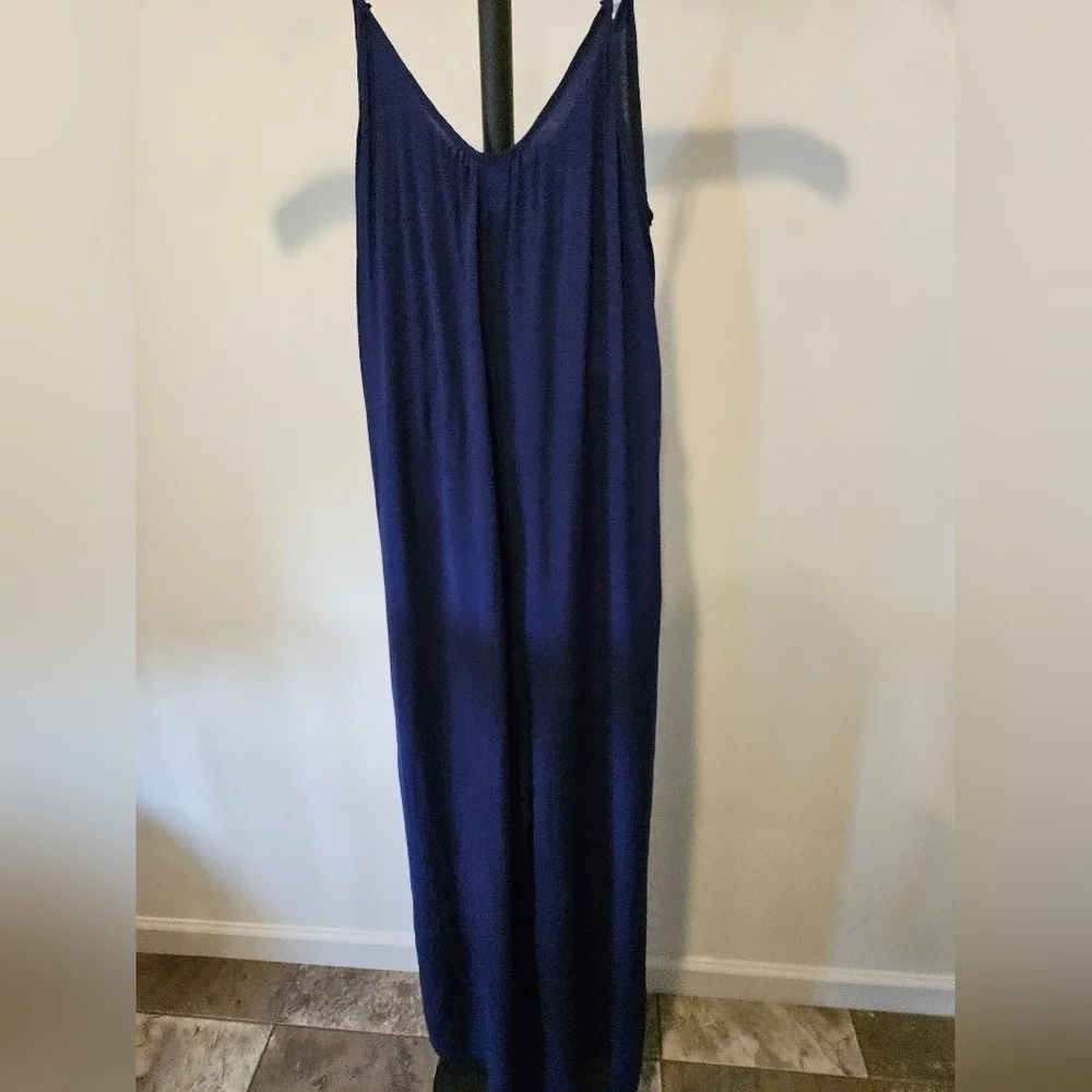BUENOS NINOS NAVY BLUE JUMPSUIT SIDE POCKETS SPAGHETTI STRAPS SIZE MEDIUM - Picture 8 of 14